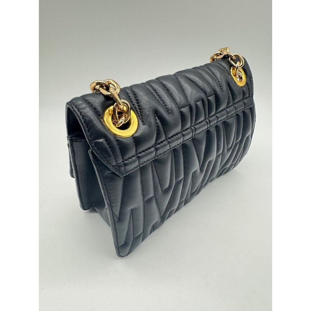 MOSCHINO monogram logo quilted leather convertible shoulder bag + Dust bag BLACK - Picture 16 of 16